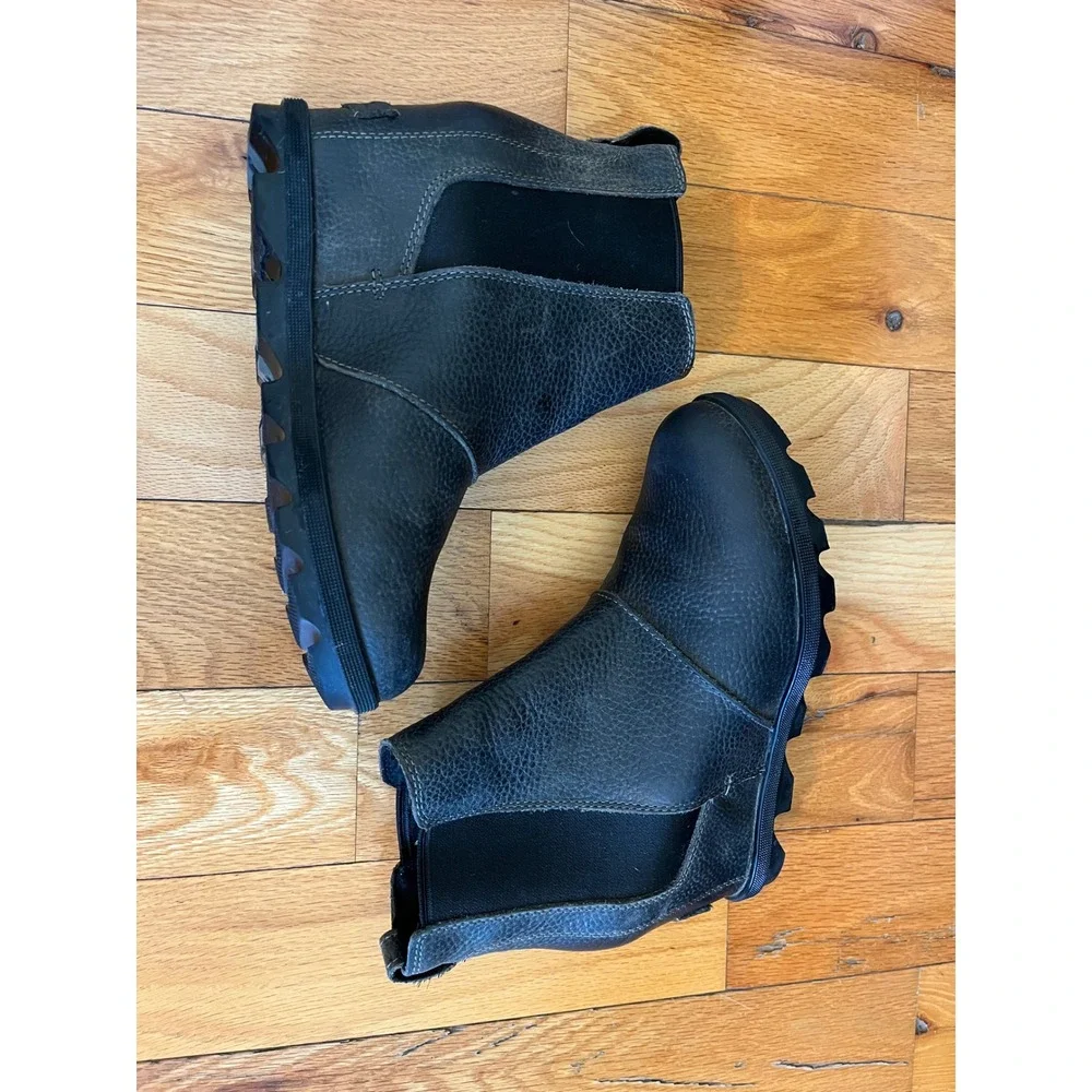 Sorel Joan Of Arctic Boots Gray Chelsea Wedge Waterproof Leather Womens Size 7.5